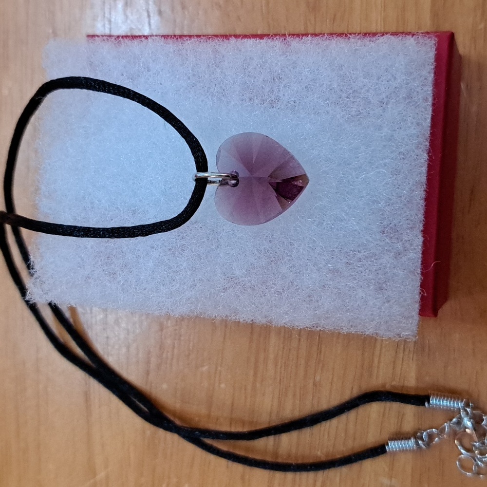 Evening Amethyst Crystal Heart Necklace - Picture 5 of 6